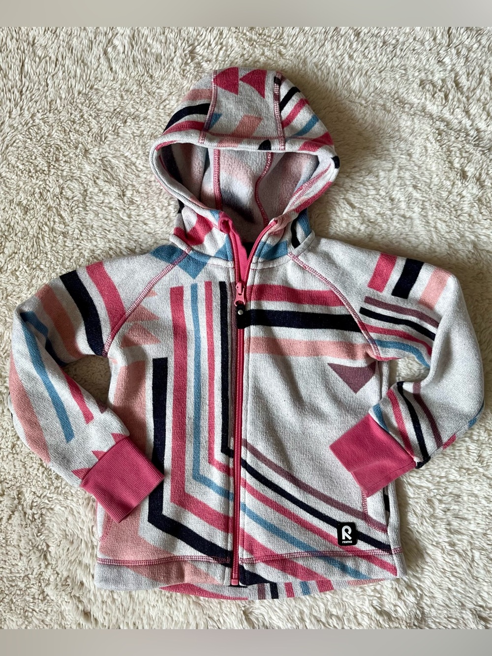Reima Kids Hooded Zip Jacket in Pink & Gray Sz 4t